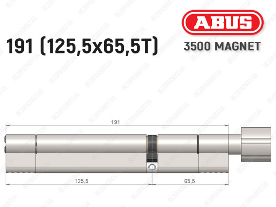 Циліндр ABUS BRAVUS MAGNET 3500 MX, з тумблером, 190 мм (125х65T)