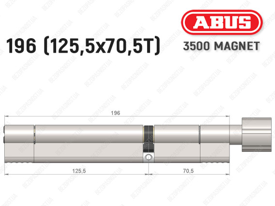 Циліндр ABUS BRAVUS MAGNET 3500 MX, з тумблером, 195 мм (125х70T)