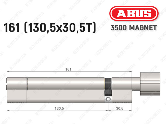 Циліндр ABUS BRAVUS MAGNET 3500 MX, з тумблером, 160 мм (130х30T)
