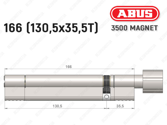 Цилиндр ABUS BRAVUS MAGNET 3500 MX, с тумблером, 165 мм (130х35T)