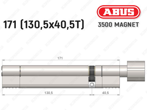 Циліндр ABUS BRAVUS MAGNET 3500 MX, з тумблером, 170 мм (130х40T)