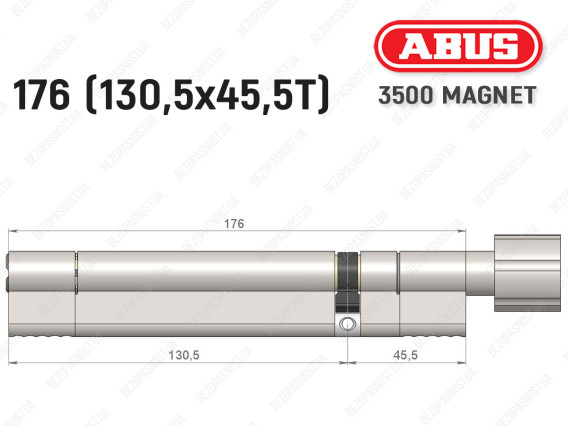 Цилиндр ABUS BRAVUS MAGNET 3500 MX, с тумблером, 175 мм (130х45T)