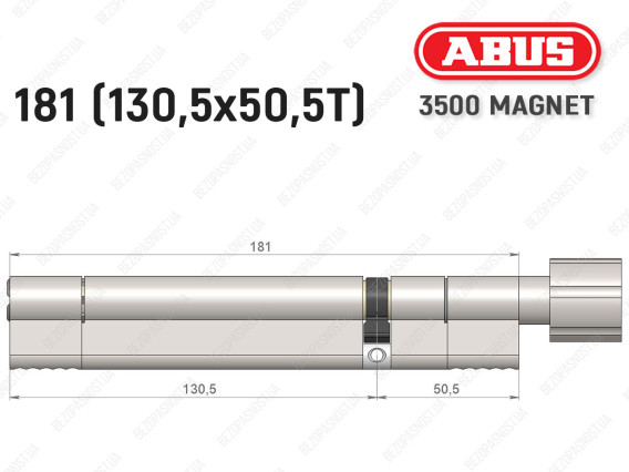 Цилиндр ABUS BRAVUS MAGNET 3500 MX, с тумблером, 180 мм (130х50T)