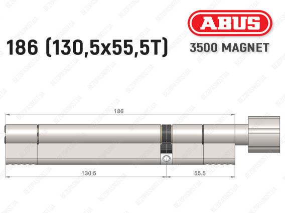 Цилиндр ABUS BRAVUS MAGNET 3500 MX, с тумблером, 185 мм (130х55T)
