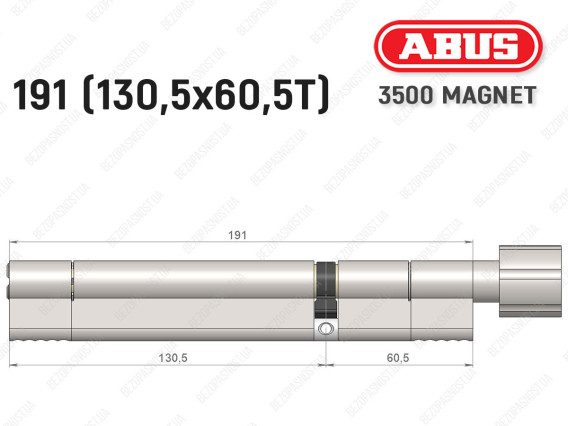 Циліндр ABUS BRAVUS MAGNET 3500 MX, з тумблером, 190 мм (130х60T)