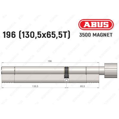 Циліндр ABUS BRAVUS MAGNET 3500 MX, з тумблером, 195 мм (130х65T)
