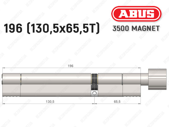 Циліндр ABUS BRAVUS MAGNET 3500 MX, з тумблером, 195 мм (130х65T)