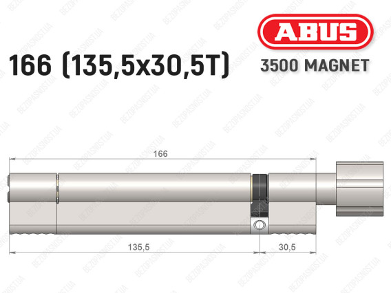 Циліндр ABUS BRAVUS MAGNET 3500 MX, з тумблером, 165 мм (135х30T)