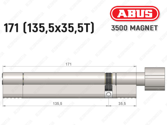 Цилиндр ABUS BRAVUS MAGNET 3500 MX, с тумблером, 170 мм (135х35T)