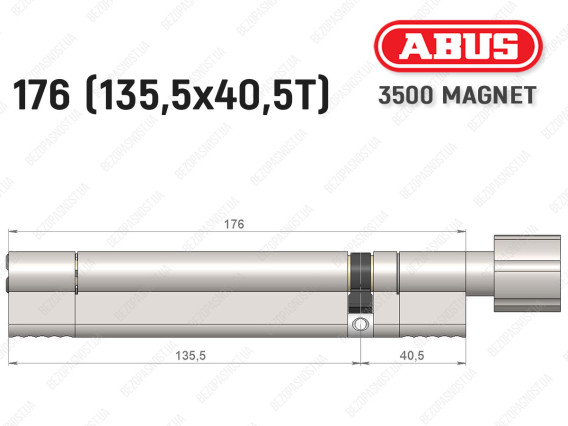 Циліндр ABUS BRAVUS MAGNET 3500 MX, з тумблером, 175 мм (135х40T)