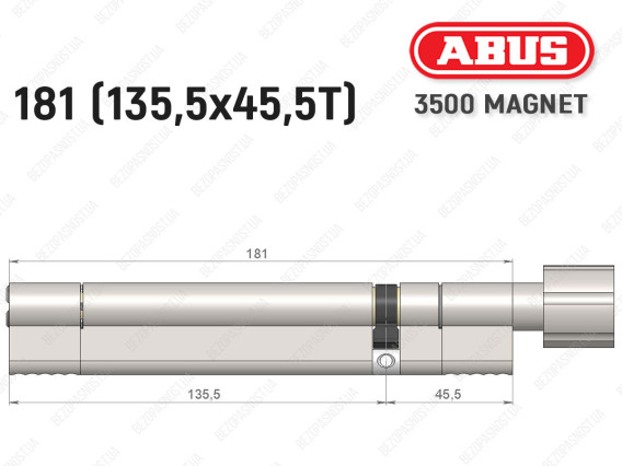 Циліндр ABUS BRAVUS MAGNET 3500 MX, з тумблером, 180 мм (135х45T)