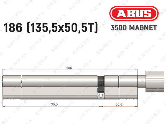 Цилиндр ABUS BRAVUS MAGNET 3500 MX, с тумблером, 185 мм (135х50T)