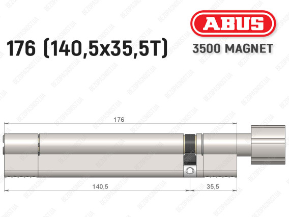Циліндр ABUS BRAVUS MAGNET 3500 MX, з тумблером, 175 мм (140х35T)