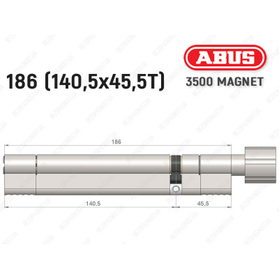 Циліндр ABUS BRAVUS MAGNET 3500 MX, з тумблером, 185 мм (140х45T)