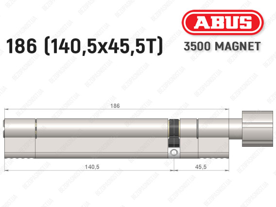 Циліндр ABUS BRAVUS MAGNET 3500 MX, з тумблером, 185 мм (140х45T)