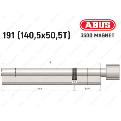 Циліндр ABUS BRAVUS MAGNET 3500 MX, з тумблером, 190 мм (140х50T)