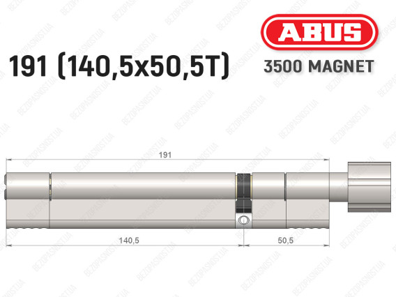 Циліндр ABUS BRAVUS MAGNET 3500 MX, з тумблером, 190 мм (140х50T)