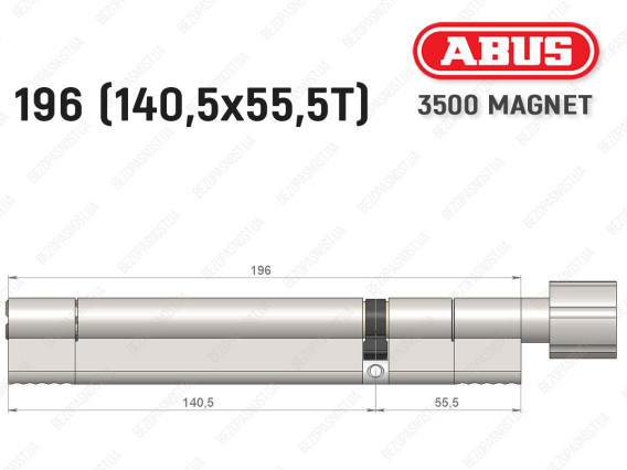 Цилиндр ABUS BRAVUS MAGNET 3500 MX, с тумблером, 195 мм (140х55T)