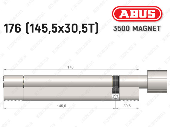 Циліндр ABUS BRAVUS MAGNET 3500 MX, з тумблером, 175 мм (145х30T)