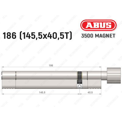 Циліндр ABUS BRAVUS MAGNET 3500 MX, з тумблером, 185 мм (145х40T)