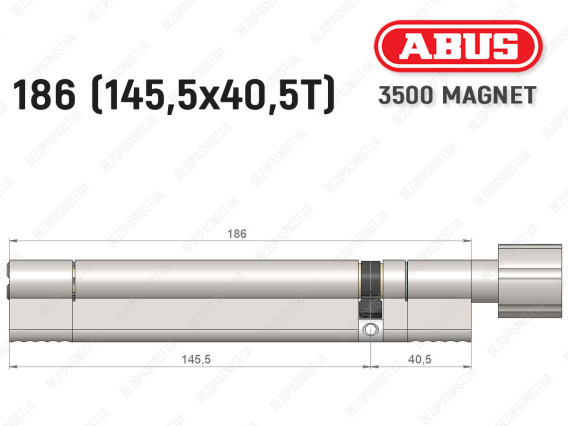 Циліндр ABUS BRAVUS MAGNET 3500 MX, з тумблером, 185 мм (145х40T)