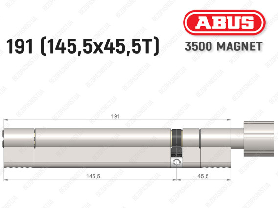 Цилиндр ABUS BRAVUS MAGNET 3500 MX, с тумблером, 190 мм (145х45T)