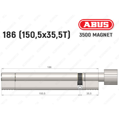Циліндр ABUS BRAVUS MAGNET 3500 MX, з тумблером, 185 мм (150х35T)