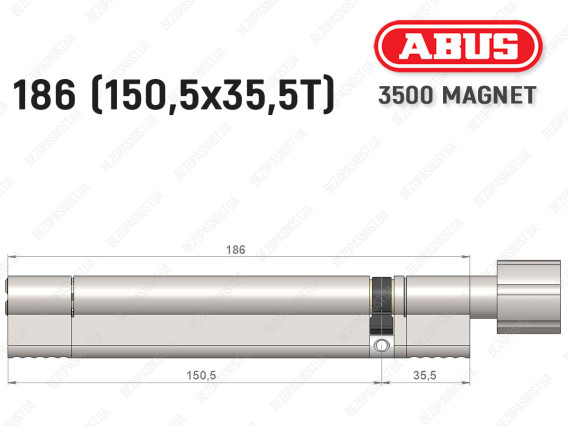 Циліндр ABUS BRAVUS MAGNET 3500 MX, з тумблером, 185 мм (150х35T)