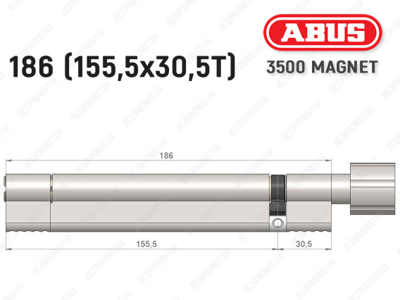 Циліндр ABUS BRAVUS MAGNET 3500 MX, з тумблером, 185 мм (155х30T)