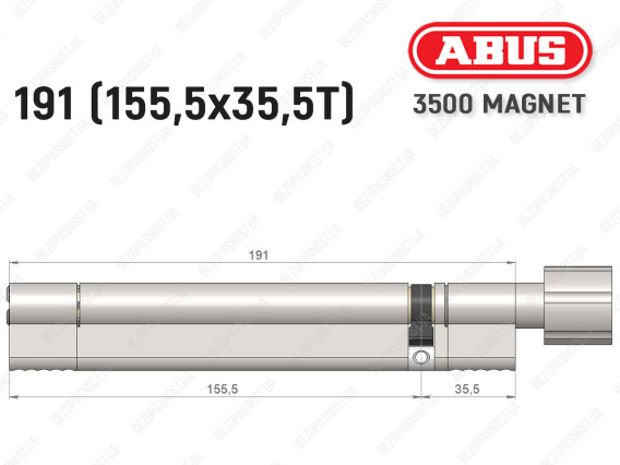Циліндр ABUS BRAVUS MAGNET 3500 MX, з тумблером, 190 мм (155х35T)