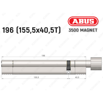 Циліндр ABUS BRAVUS MAGNET 3500 MX, з тумблером, 195 мм (155х40T)