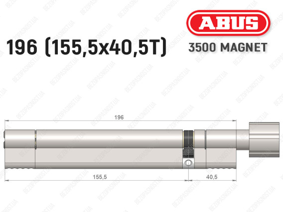 Цилиндр ABUS BRAVUS MAGNET 3500 MX, с тумблером, 195 мм (155х40T)