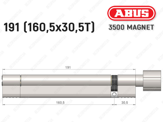 Цилиндр ABUS BRAVUS MAGNET 3500 MX, с тумблером, 190 мм (160х30T)