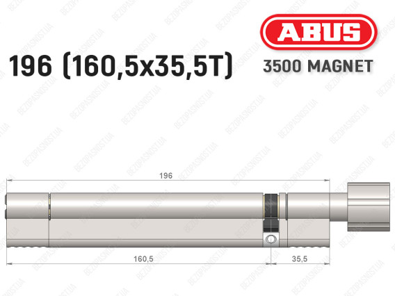 Циліндр ABUS BRAVUS MAGNET 3500 MX, з тумблером, 195 мм (160х35T)
