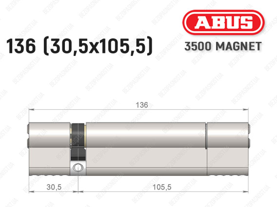 Циліндр ABUS BRAVUS MAGNET 3500 MX, ключ-ключ, 135 мм (30х105)