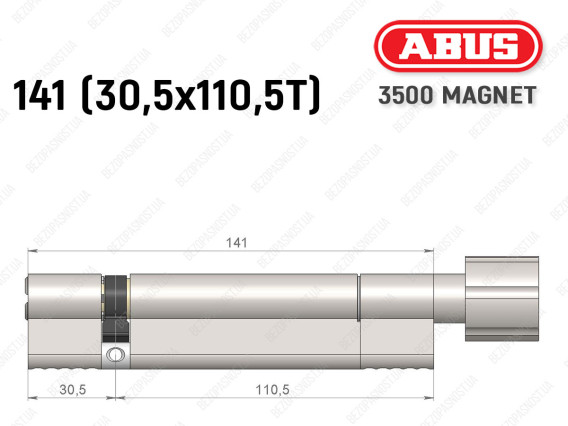 Циліндр ABUS BRAVUS MAGNET 3500 MX, з тумблером, 140 мм (30х110T)