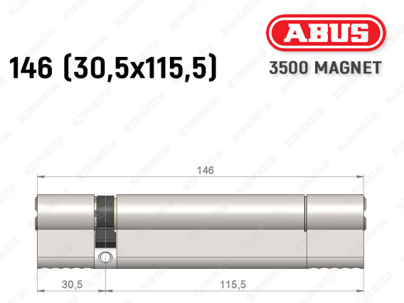 Циліндр ABUS BRAVUS MAGNET 3500 MX, ключ-ключ, 145 мм (30х115)