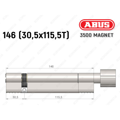 Циліндр ABUS BRAVUS MAGNET 3500 MX, з тумблером, 145 мм (30х115T)