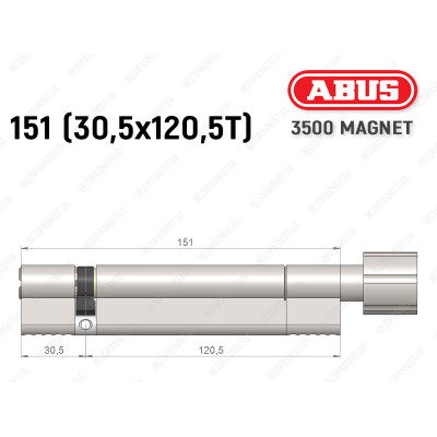 Циліндр ABUS BRAVUS MAGNET 3500 MX, з тумблером, 150 мм (30х120T)