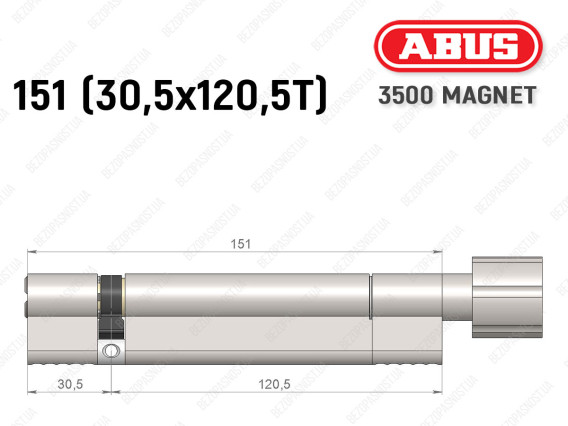 Цилиндр ABUS BRAVUS MAGNET 3500 MX, с тумблером, 150 мм (30х120T)