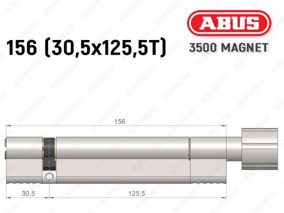 Цилиндр ABUS BRAVUS MAGNET 3500 MX, с тумблером, 155 мм (30х125T)