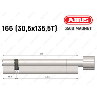 Цилиндр ABUS BRAVUS MAGNET 3500 MX, с тумблером, 165 мм (30х135T)