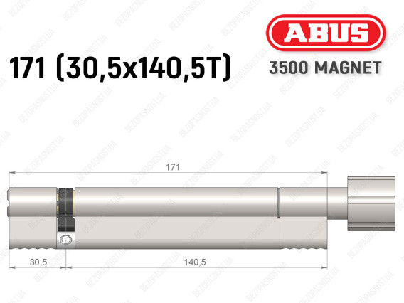 Цилиндр ABUS BRAVUS MAGNET 3500 MX, с тумблером, 170 мм (30х140T)