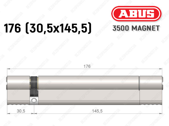 Цилиндр ABUS BRAVUS MAGNET 3500 MX, ключ-ключ, 175 мм (30х145)