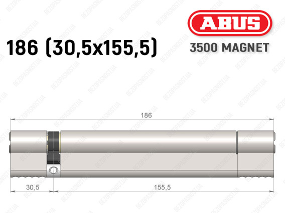 Циліндр ABUS BRAVUS MAGNET 3500 MX, ключ-ключ, 185 мм (30х155)