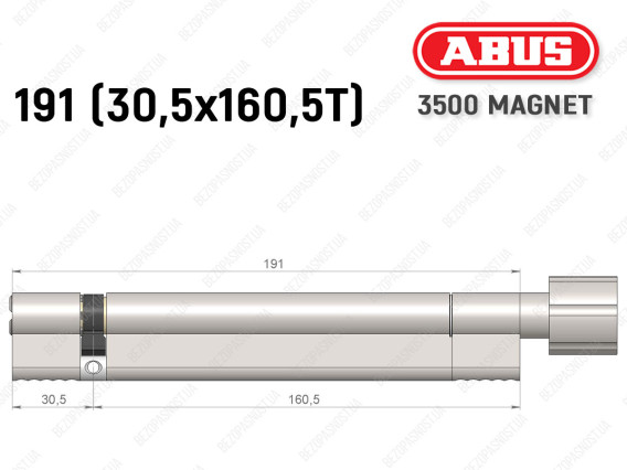 Цилиндр ABUS BRAVUS MAGNET 3500 MX, с тумблером, 190 мм (30х160T)