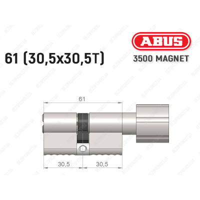 Циліндр ABUS BRAVUS MAGNET 3500 MX, з тумблером, 60 мм (30х30T)