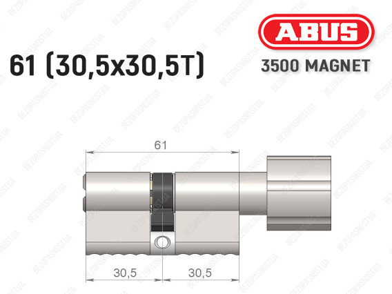 Циліндр ABUS BRAVUS MAGNET 3500 MX, з тумблером, 60 мм (30х30T)