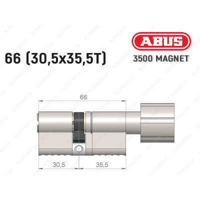 Циліндр ABUS BRAVUS MAGNET 3500 MX, з тумблером, 65 мм (30х35T)