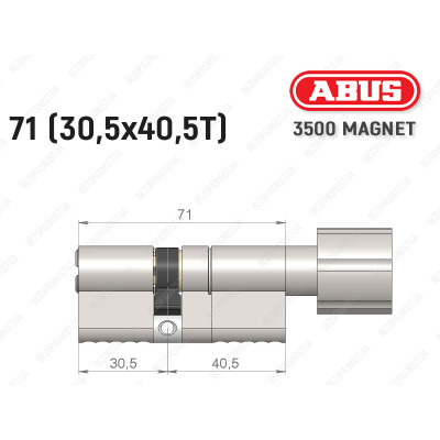 Циліндр ABUS BRAVUS MAGNET 3500 MX, з тумблером, 70 мм (30х40T)